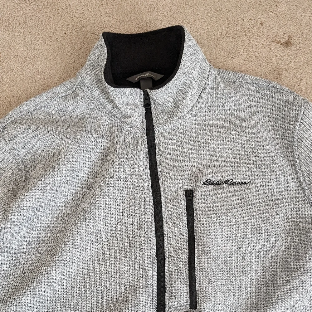 Eddie Bauer Gray/Black Full Zip Knit Jacket NWT - Picture 9 of 9